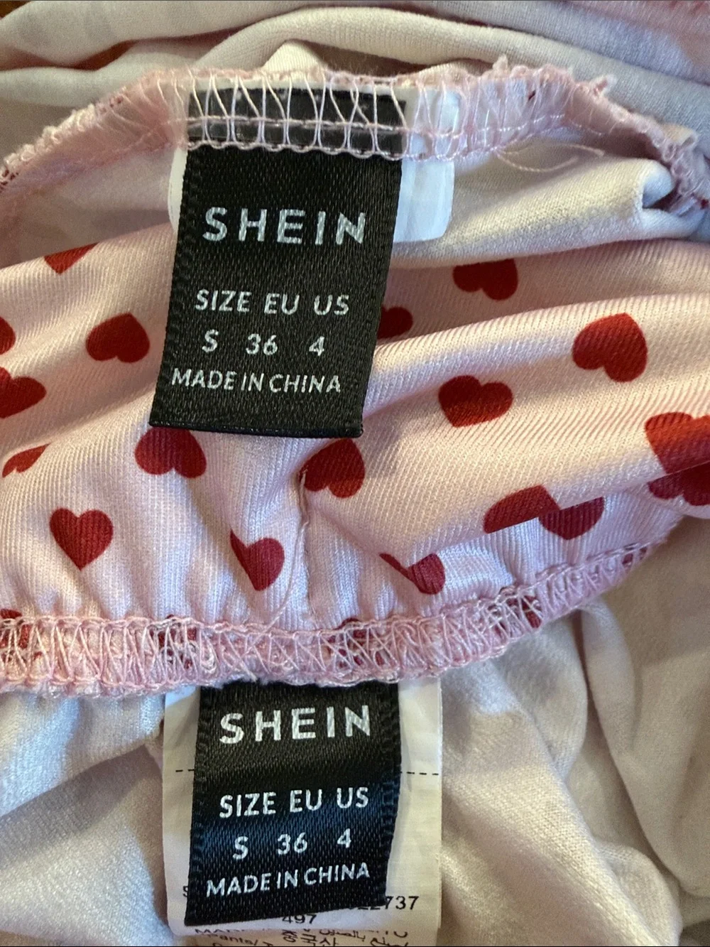 Pink Cami & Short Sleep Set with Red Heart Print